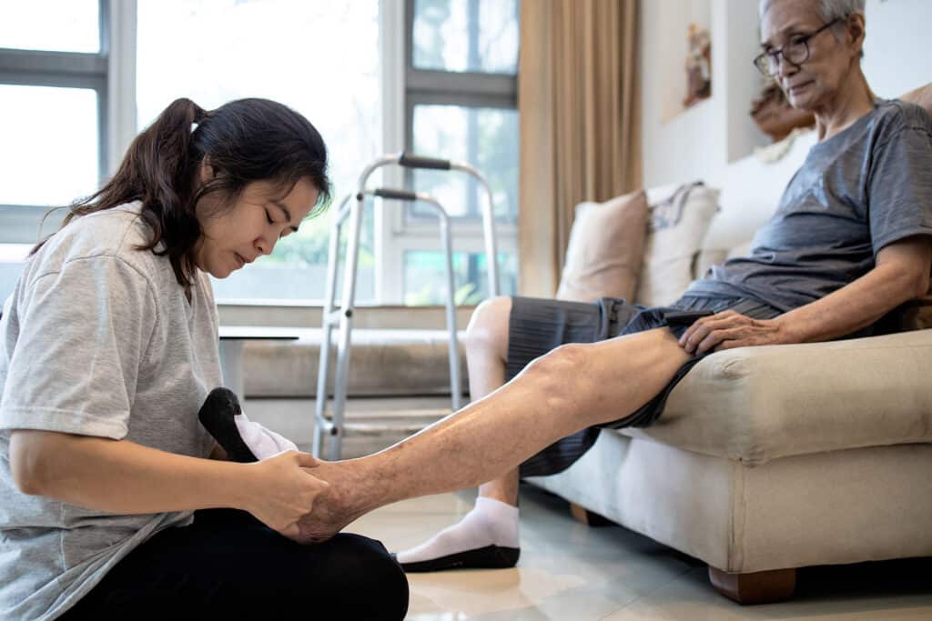 Personal care at home can help aging seniors with diabetes maintain healthy foot care.